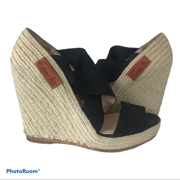 Coach Shoes - Women’s black COACH Espadrille wedges sz 7.5